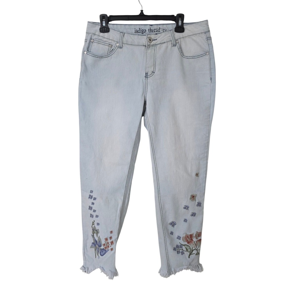 Indigo Thread Co Womens Ankle Jeans 10 Embroidered‎ Mid Rise